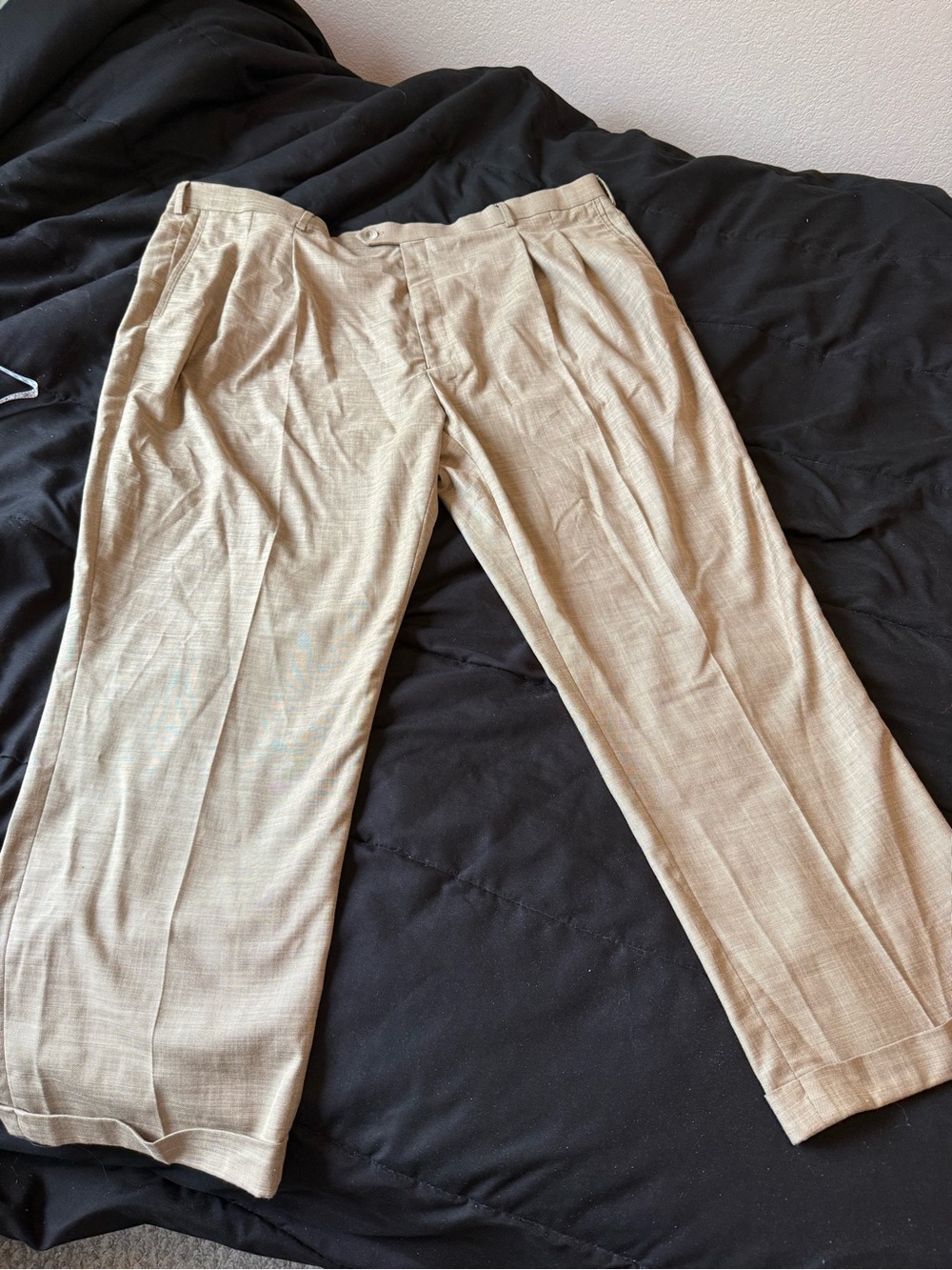 Men's Classic Pleated Tan Dress Pants